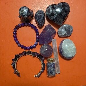 Amethyst Crystal Set with Bracelet and Stones